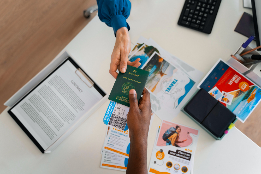 Passport and official documents for work permit application