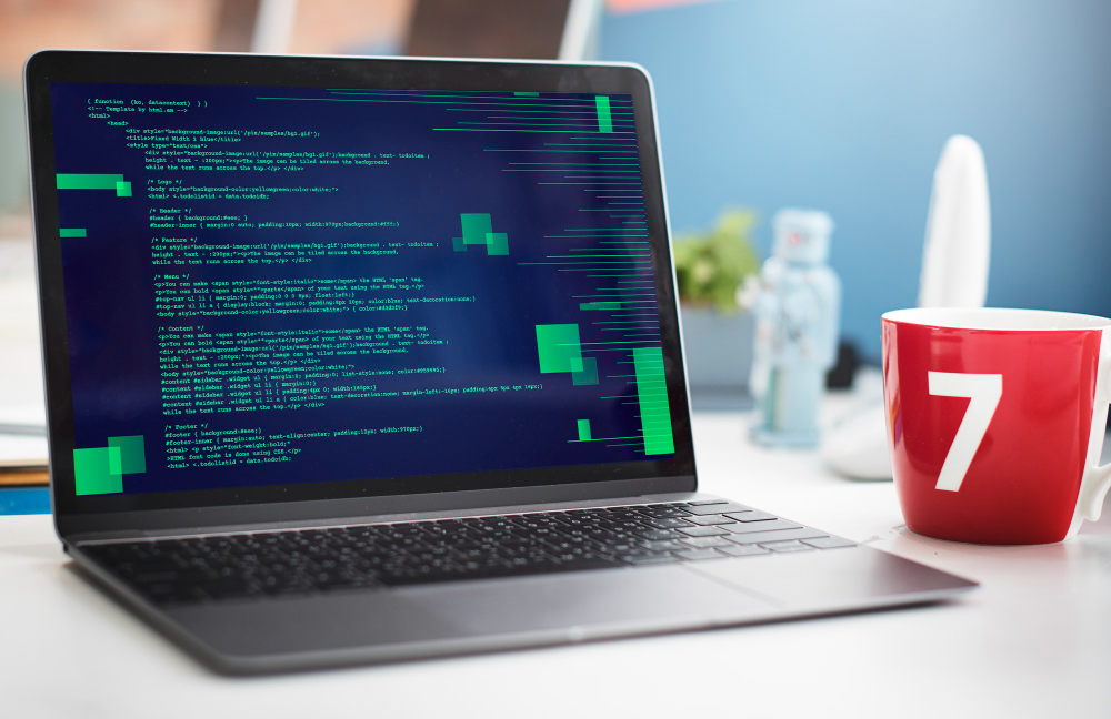 Laptop with code